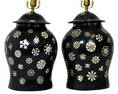 PR BLACK LACQUER & MOTHER OF PEARL URNS / LAMPS