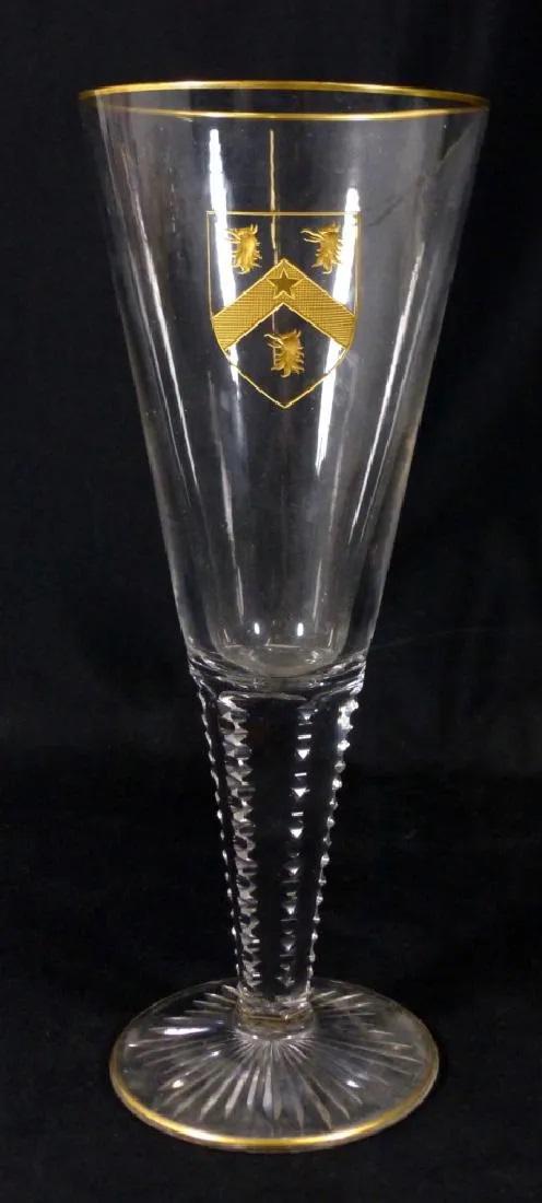 GERMAN ARMORIAL CREST CUT GLASS POKAL GOBLET (1 of 5)