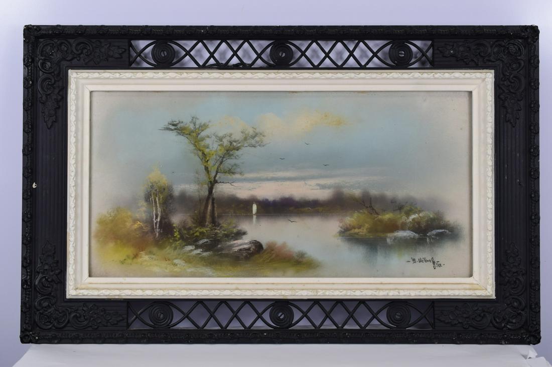 ANTIQUE M. DEGRAFF PASTEL LANDSCAPE PAINTING 1892 (1 of 14)