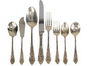 64 WALLACE ROSE POINT STERLING SILVER FLATWARE SET