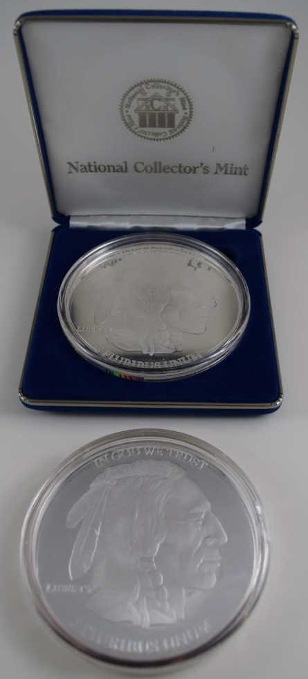 TWO GIANT .999 FINE SILVER BUFFALO ROUND PROOFS (1 of 10)