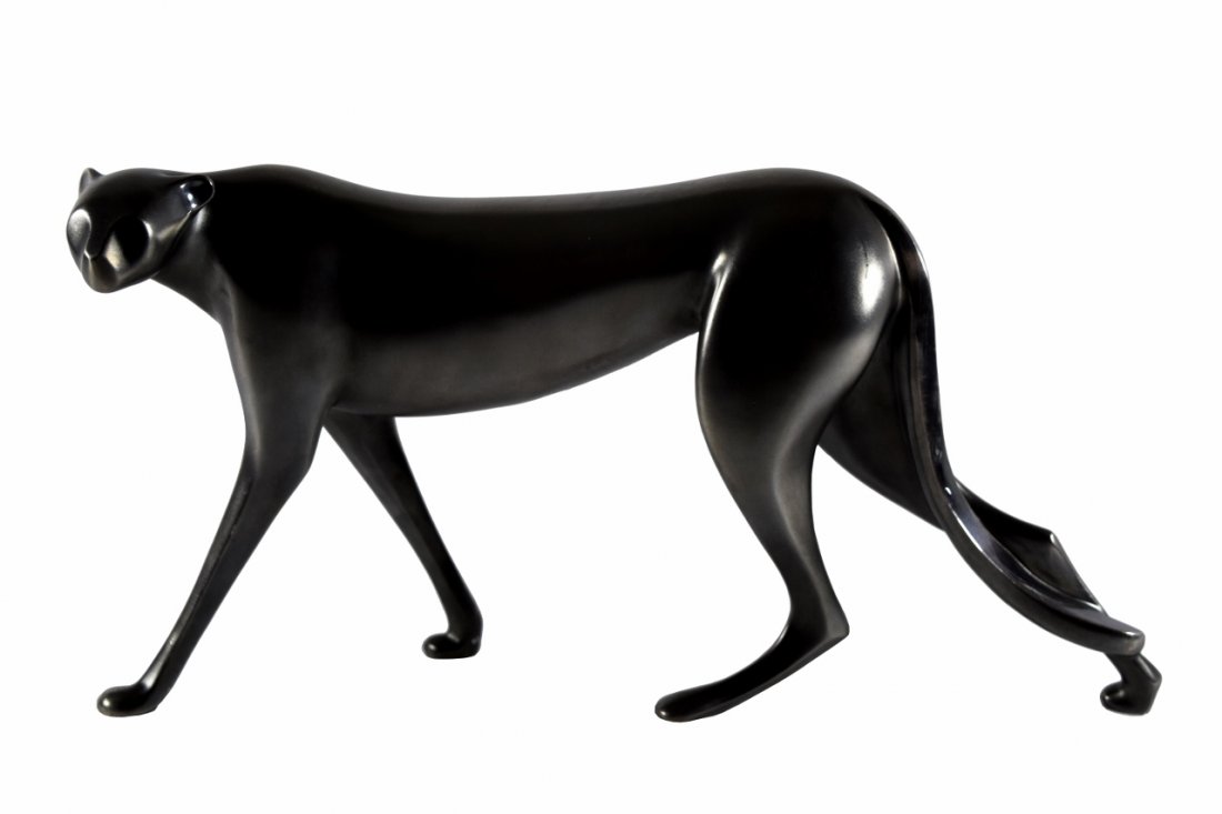 LOET VANDERVEEN .999 FINE SILVER CHEETAH SCULPTURE