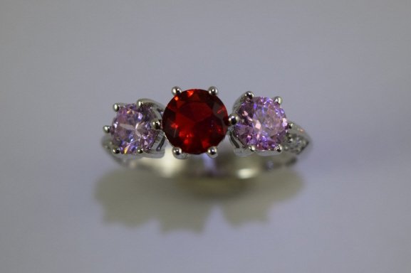 STERLING SILVER RUBY PINK SAPPHIRE TOPAZ RING (1 of 10)
