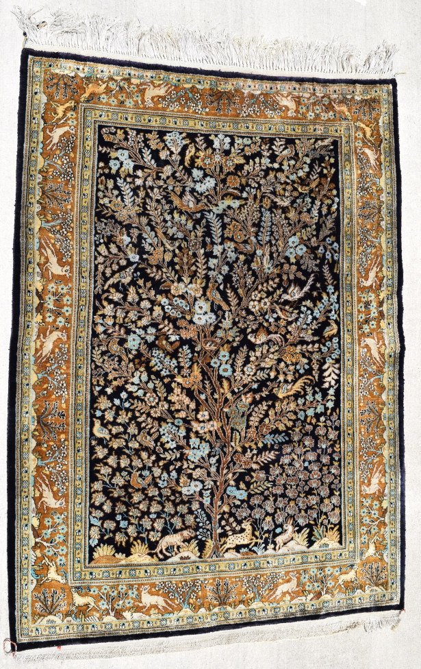 ANTIQUE PERSIAN QOM (QUM) SILK "TREE OF LIFE" RUG (1 of 10)