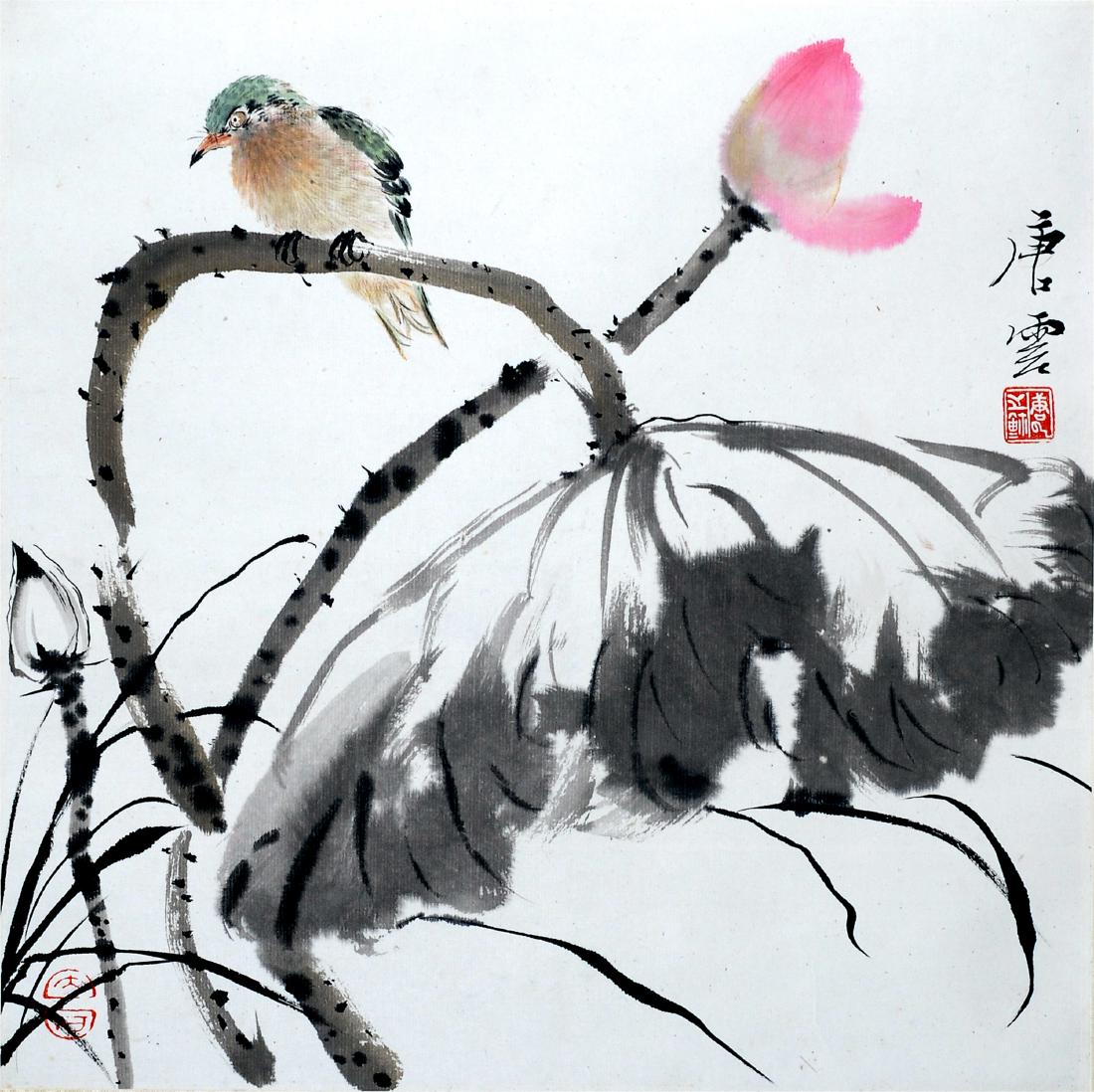 CHINESE SCROLL PAINTING OFBIRD AND LOTUS: CHINESE SCROLL PAINTING OFBIRD AND LOTUS. Signed and dated. Image only size 34 cm by 33 cm. Domestic shipping $20 and oversea $40. Combined shipping available. We accept pre-sale offer, phone bidding 