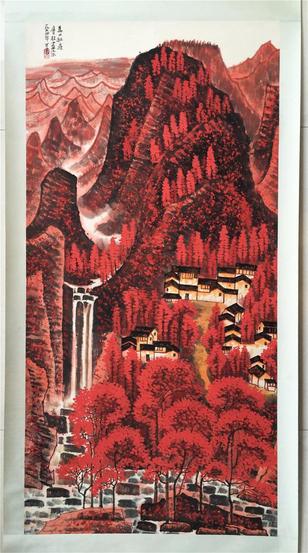 CHINESE SCROLL PAINTING OF MOUNTAIN VIEWS: CHINESE SCROLL PAINTING OF MOUNTAIN VIEWS. Signed and dated. Image only size 136 cm by 67 cm. Domestic shipping $20 and oversea $40. Combined shipping available. We accept pre-sale offer, phone biddin