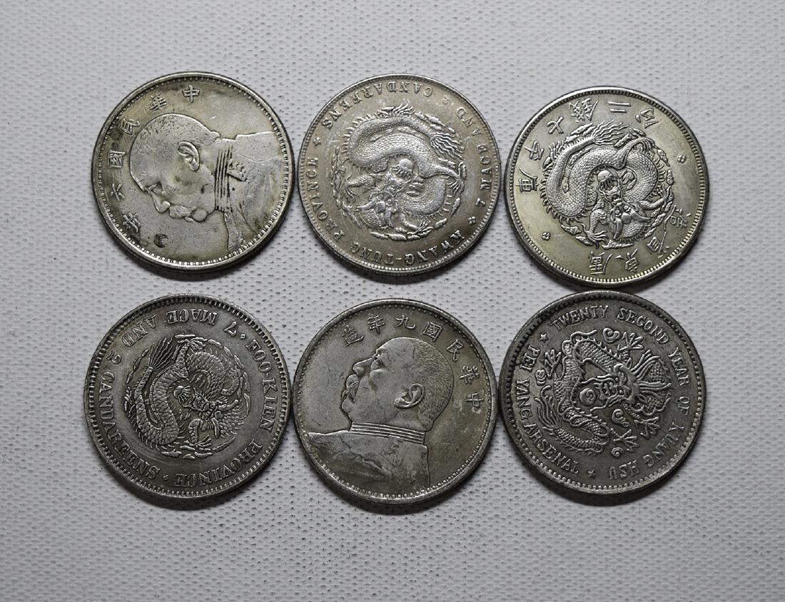 SIX CHINESE SILVER DOLLAR COINS REPUBLIC PERIOD (1 of 2)