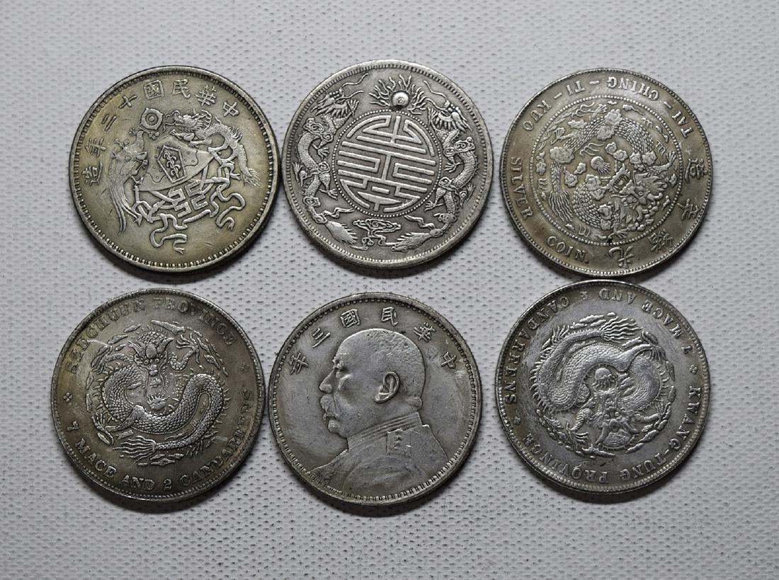 SIX CHINESE SILVER DOLLAR COINS REPUBLIC PERIOD (1 of 2)