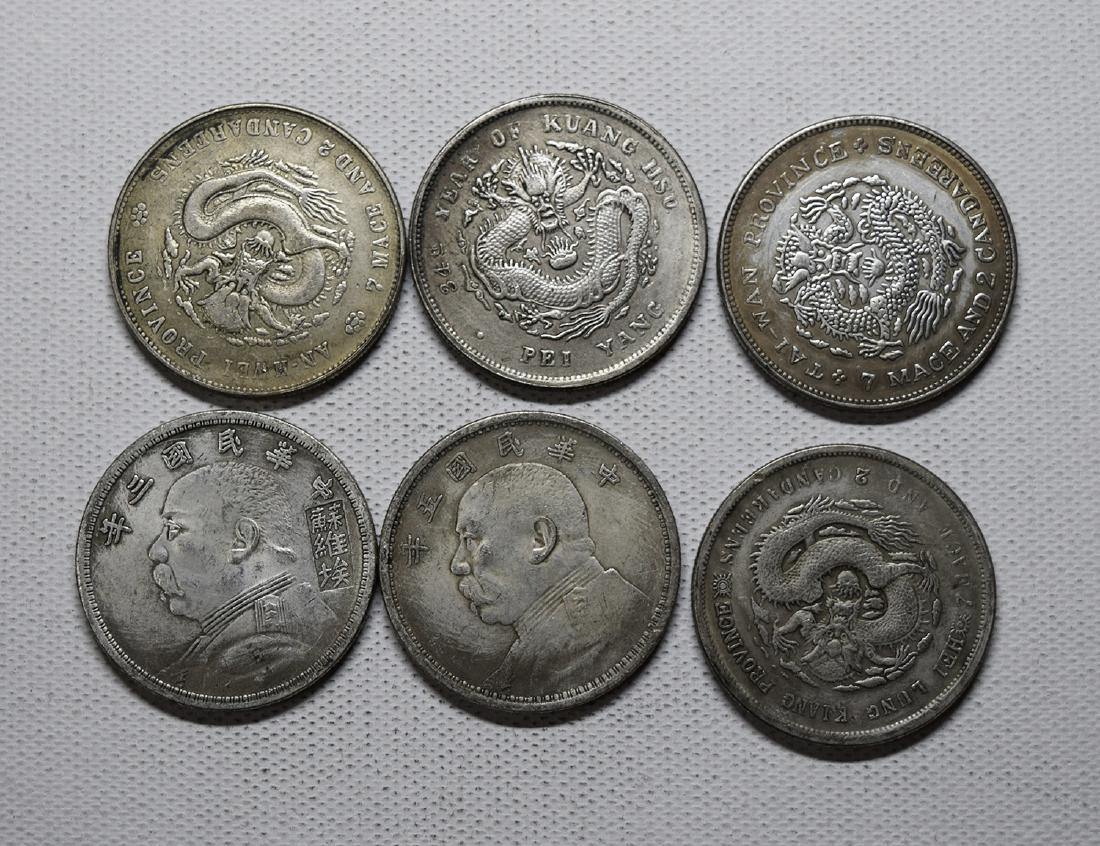 SIX CHINESE SILVER DOLLAR COINS REPUBLIC PERIOD (1 of 2)
