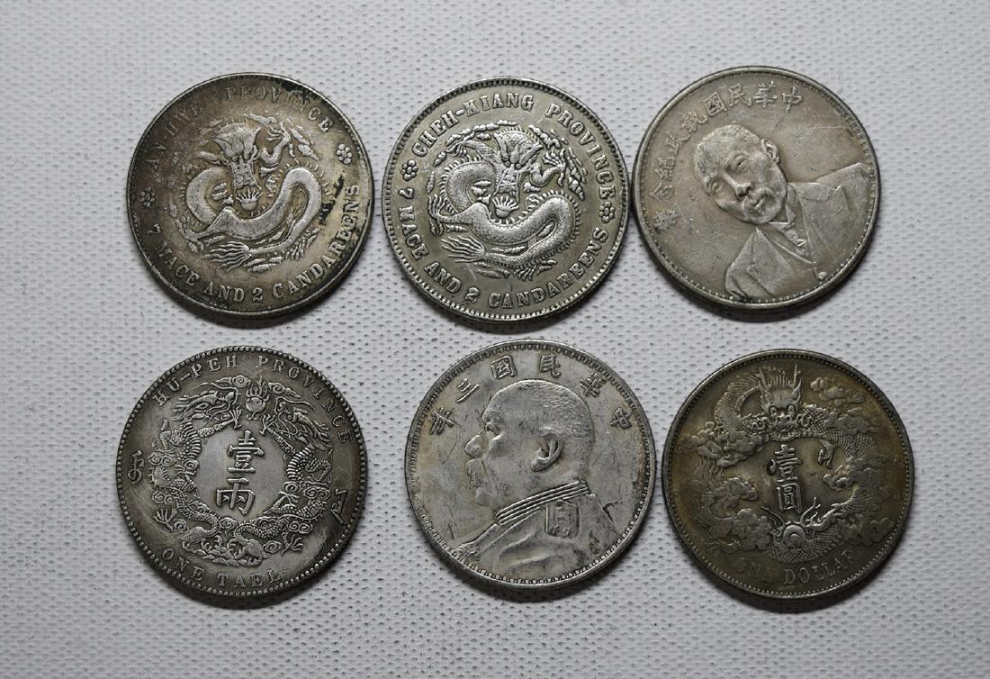 SIX CHINESE SILVER DOLLAR COINS REPUBLIC PERIOD (1 of 2)