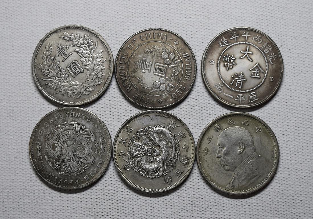 SIX CHINESE SILVER DOLLAR COINS REPUBLIC PERIOD (1 of 2)