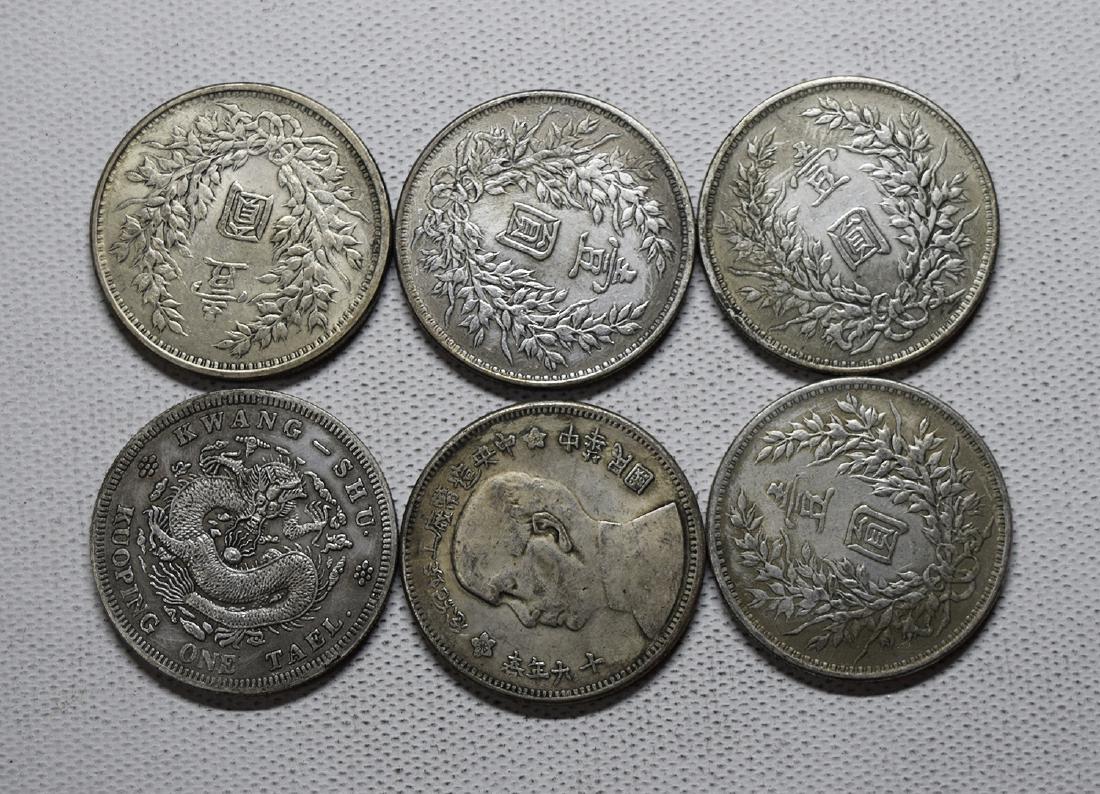 SIX CHINESE SILVER DOLLAR COINS REPUBLIC PERIOD (1 of 2)