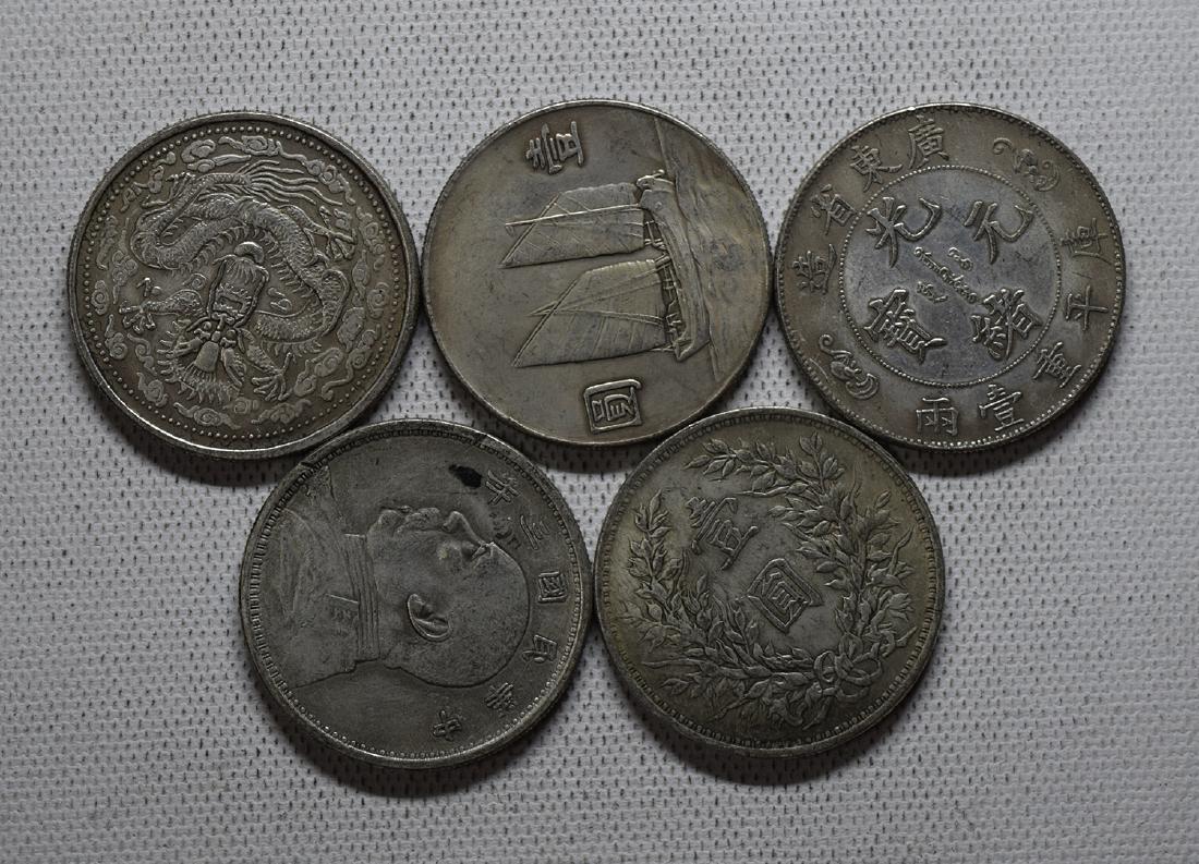 FIVE CHINESE SILVER DOLLAR COINS REPUBLIC PERIOD (1 of 3)