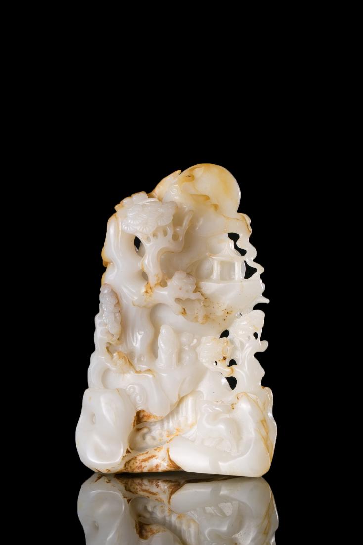 CHINESE HETIAN JADE CRAVING: CHINESE HETIAN JADE CRAVING. H. 13.6 cm. W. 9.1 cm. T. 4.3 cm. Weight 563 gram. Domestic shipping $20 and oversea $40. Combined shipping available. We accept pre-sale offer, phone bidding and post sal