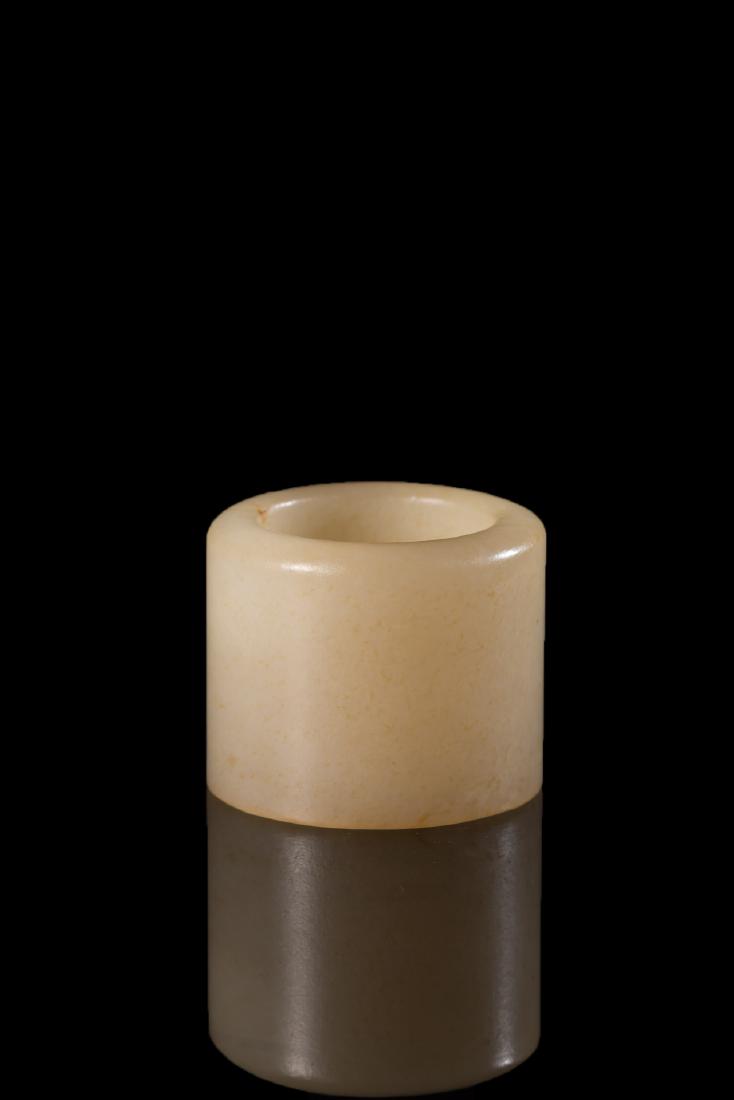CHINESE HETIAN WHITE JADE ARCHER'S RING (1 of 6)