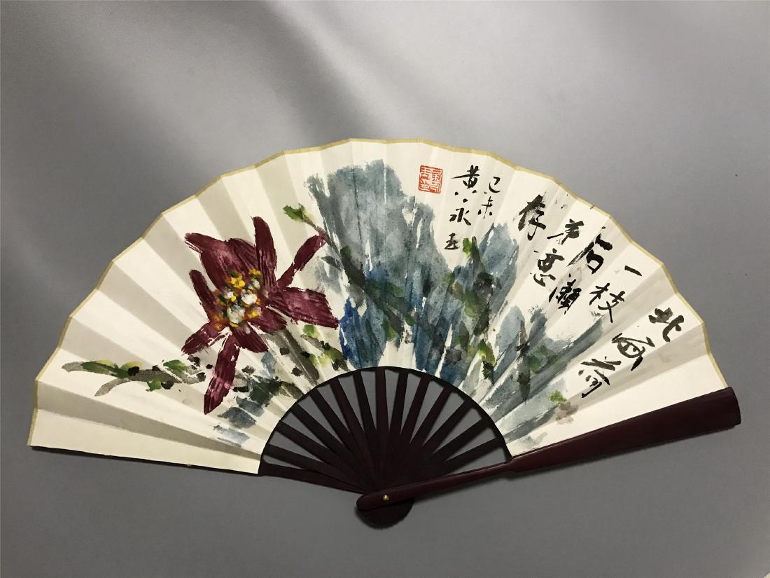 CHINESE SCROLL PAINTING OF FLOWER: CHINESE SCROLL PAINTING OF FLOWER. Signed and dated. Image only size L. 26 cm. Domestic shipping $20 and oversea $40. Combined shipping available. We accept pre-sale offer, phone bidding and post sale