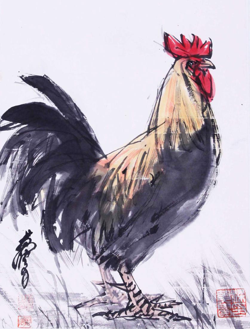 CHINESE SCROLL PAINTING OF ROOSTER (1 of 4)
