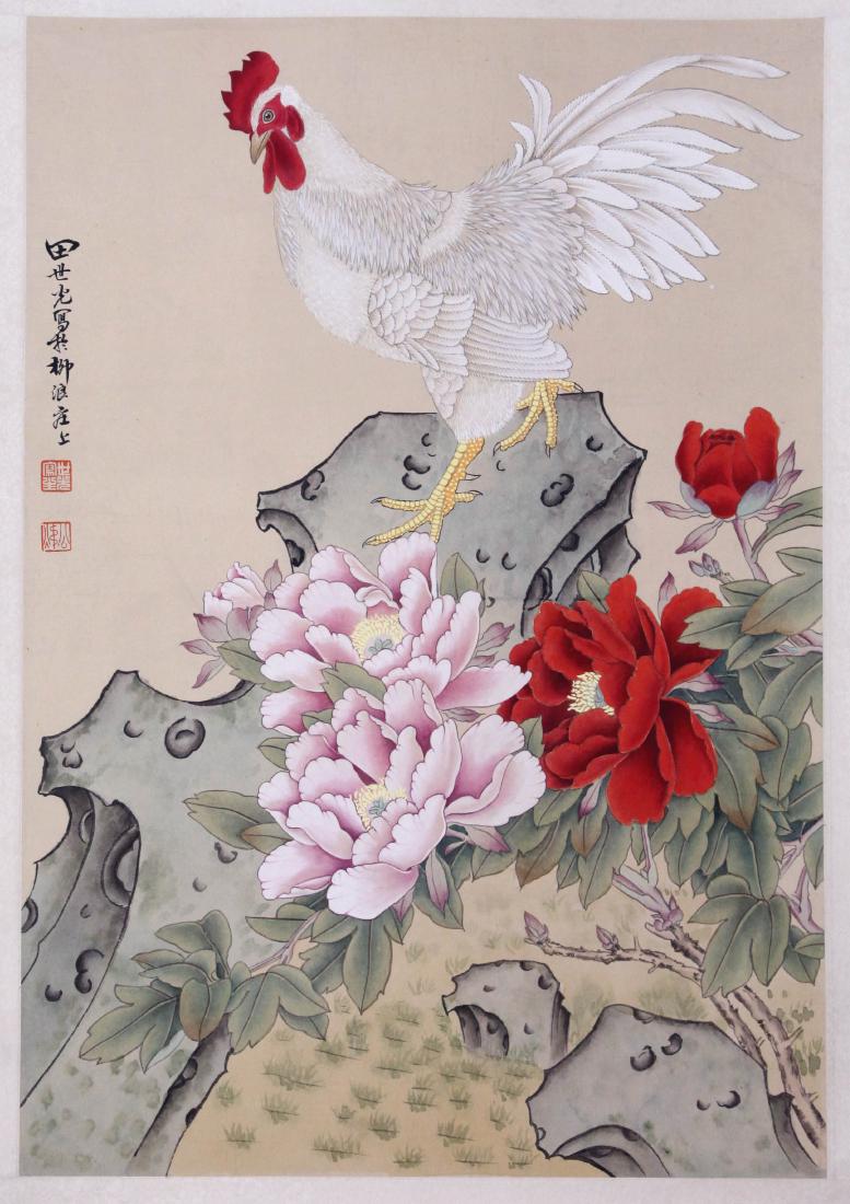 CHINESE SCROLL PAINTING OF ROOSTER (1 of 4)