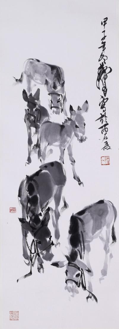 CHINESE SCROLL PAINTING OF DONKEY WITH PUBLICATION (1 of 6)