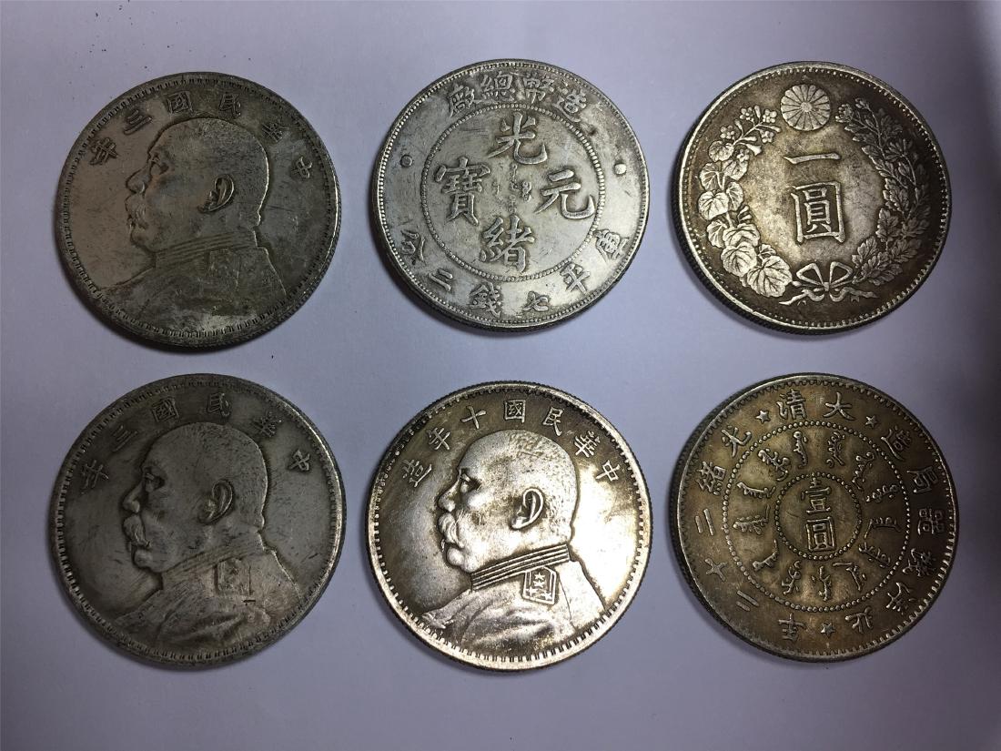 SIX CHINESE DOLLAR COINS REPUBLIC PERIOD: SIX CHINESE DOLLAR COINS REPUBLIC PERIOD. Each weight around 26.5 gram. Domestic shipping $5 and oversea $10. Combined shipping available. We accept pre-sale offer, phone bidding and post sale offer. 