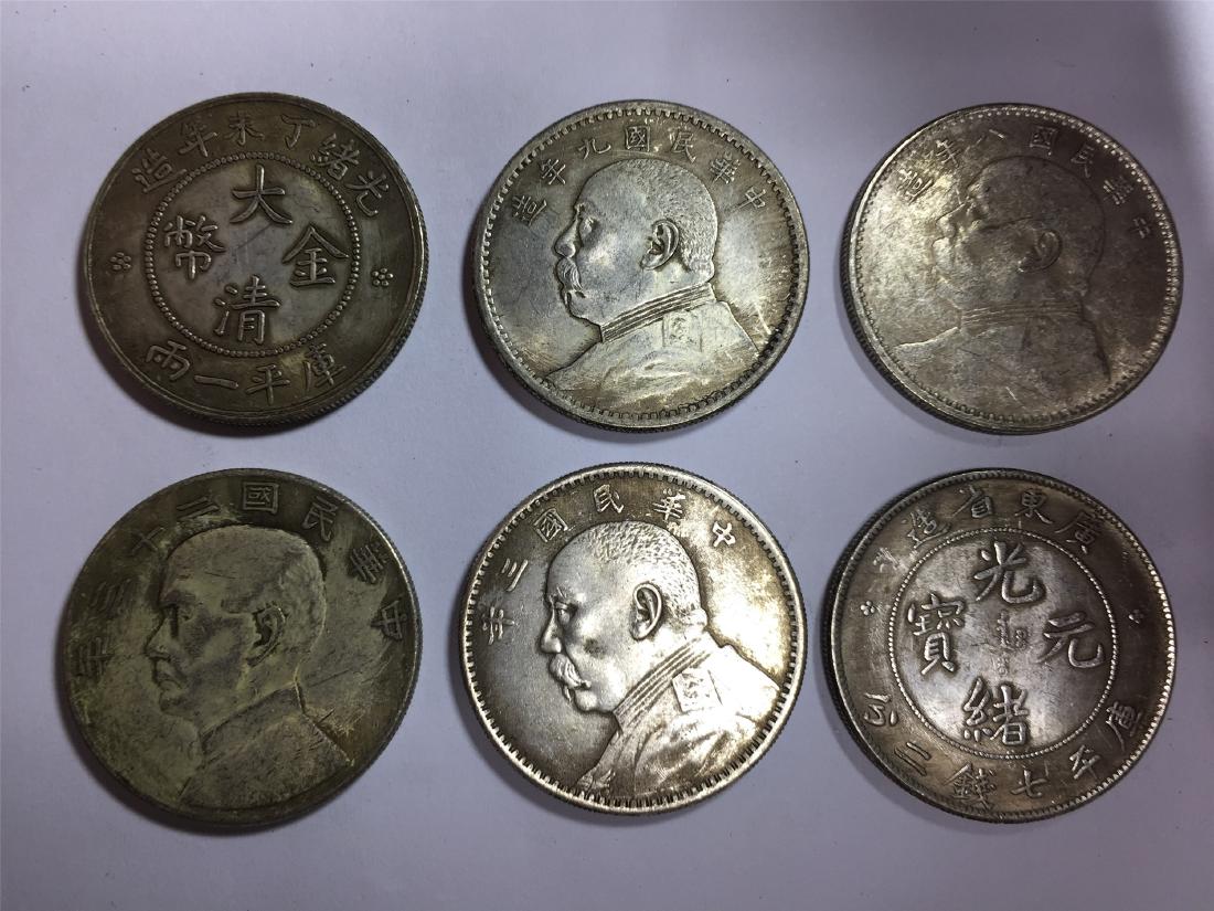 SIX CHINESE DOLLAR COINS REPUBLIC PERIOD (1 of 3)
