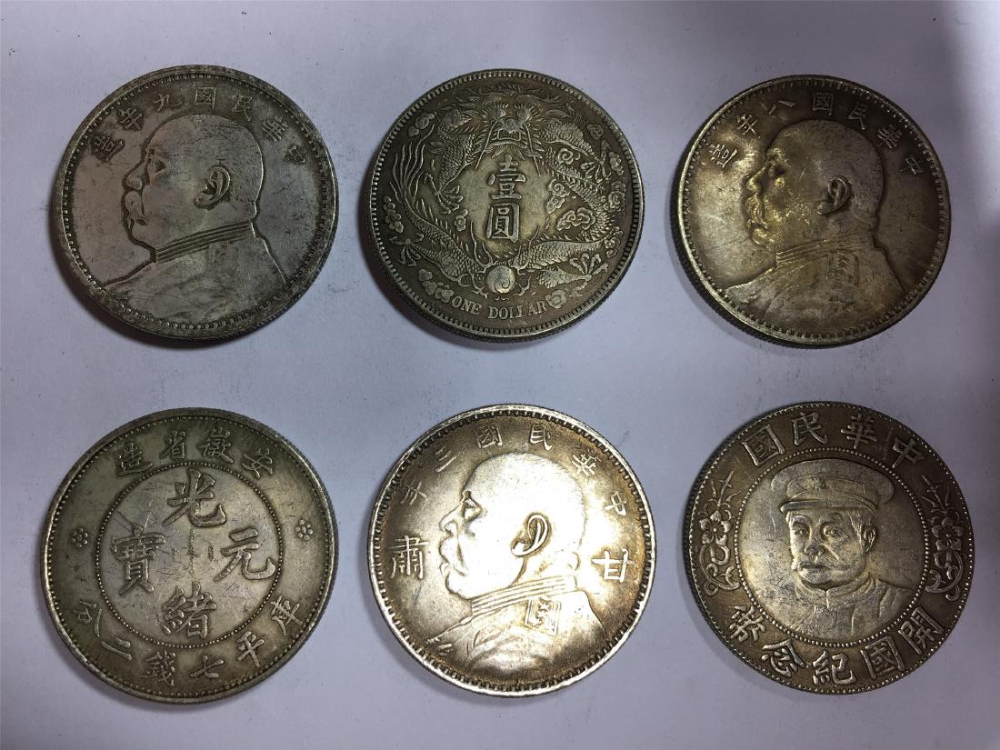 SIX CHINESE DOLLAR COINS REPUBLIC PERIOD (1 of 3)