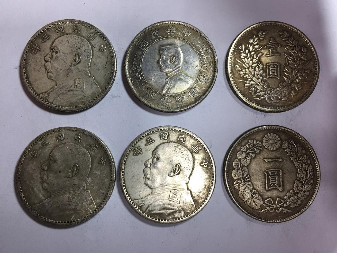 SIX CHINESE DOLLAR COINS REPUBLIC PERIOD: SIX CHINESE DOLLAR COINS REPUBLIC PERIOD. Each weight around 26.5 gram. Domestic shipping $5 and oversea $10. Combined shipping available. We accept pre-sale offer, phone bidding and post sale offer. 