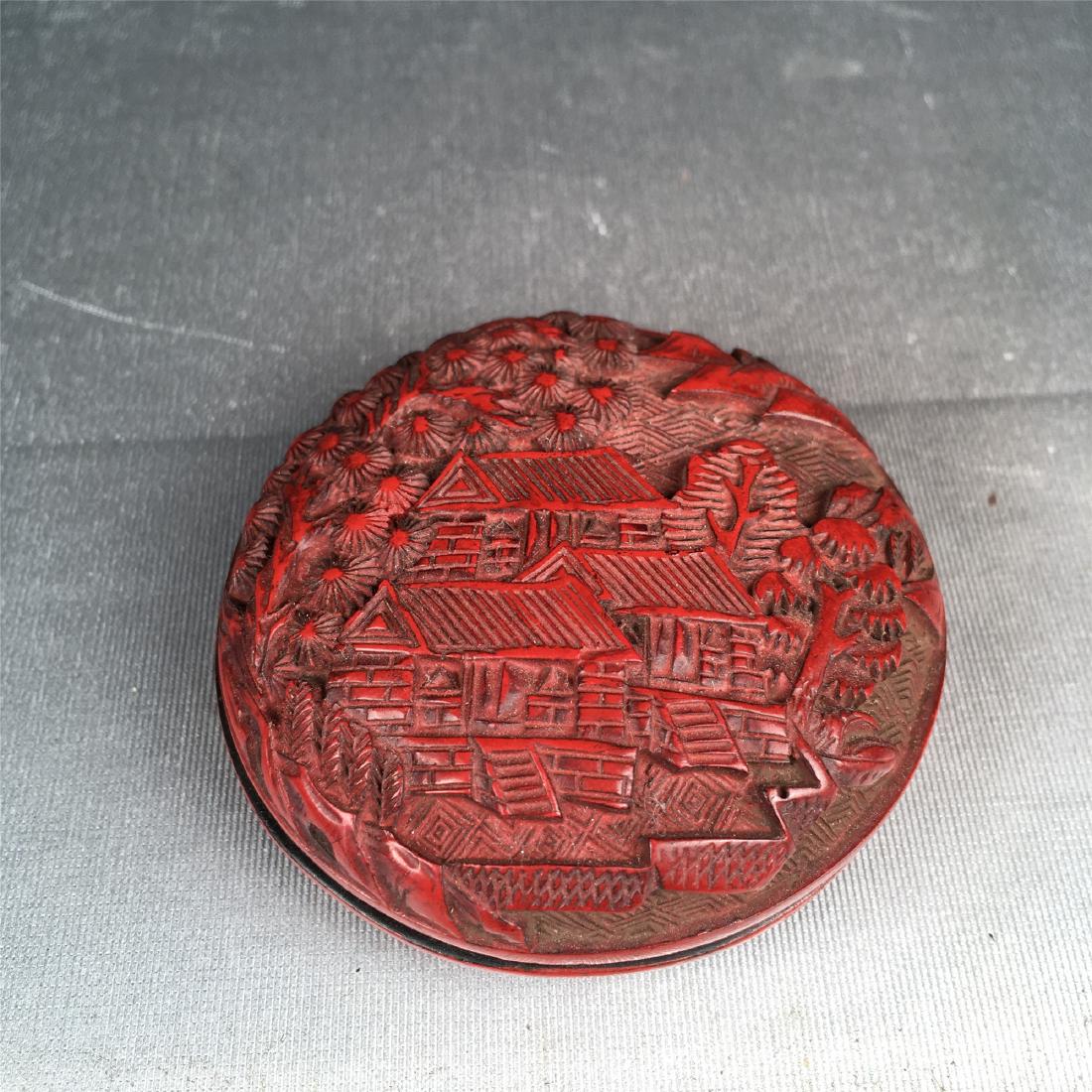 CHINESE CINNABAR BOX CHING DYNASTY (1 of 4)