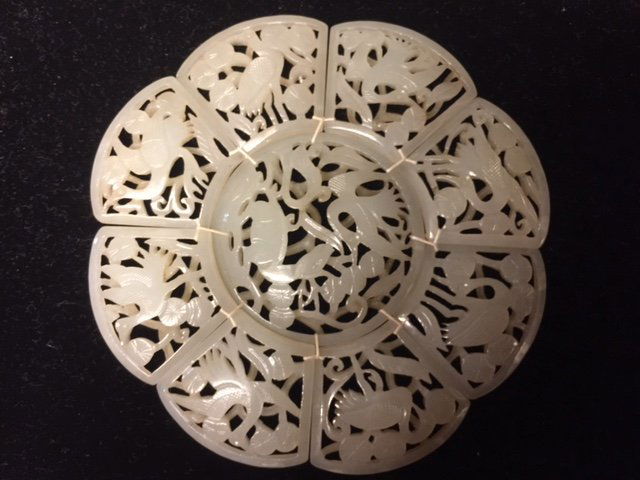 CHINESE HETIAN WHITE JADE PIECED CARVED PLAQUE (1 of 3)