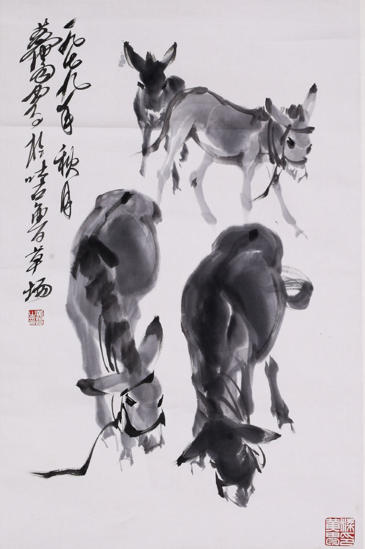 CHINESE SCROLL PAINTING OF DONKEY WITH PUBLICATION (1 of 6)