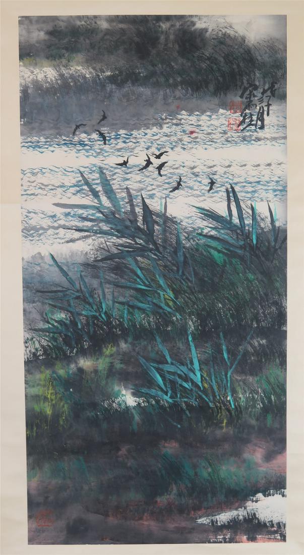 CHINESE SCROLL PAINTING OF POND VIEWS (1 of 6)
