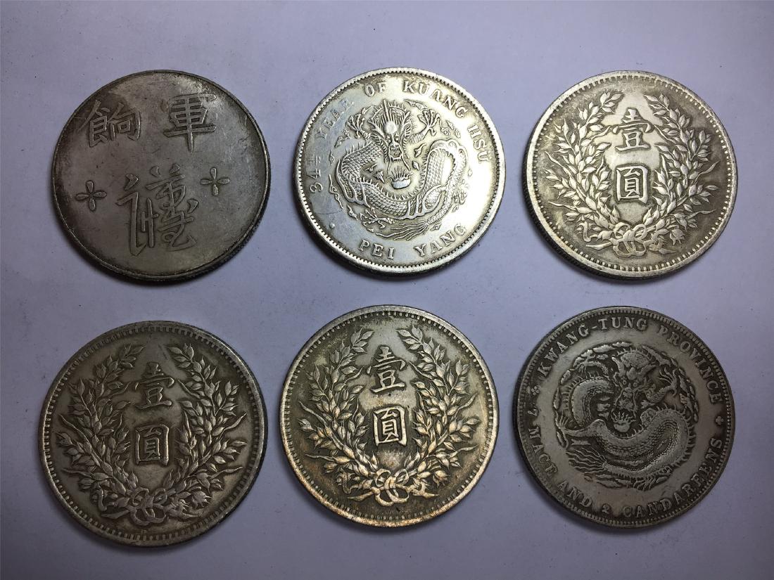 SIX CHINESE DOLLAR COINS REPUBLIC PERIOD: SIX CHINESE DOLLAR COINS REPUBLIC PERIOD. Each weight around 26.5 gram. Domestic shipping $5 and oversea $10. Combined shipping available. We accept pre-sale offer, phone bidding and post sale offer. 