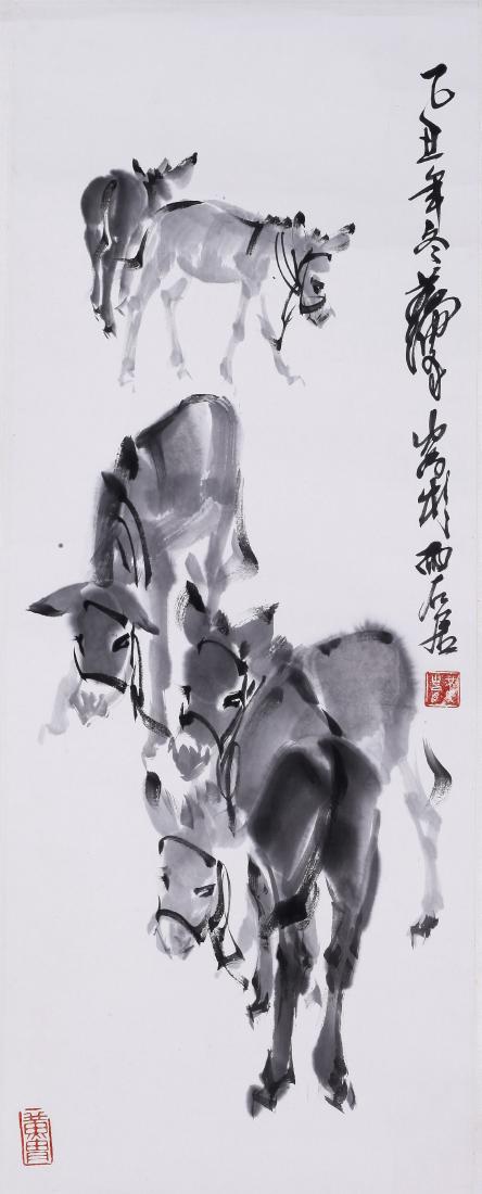 CHINESE SCROLL PAINTING OF DONKEY WITH PUBLICATION (1 of 6)