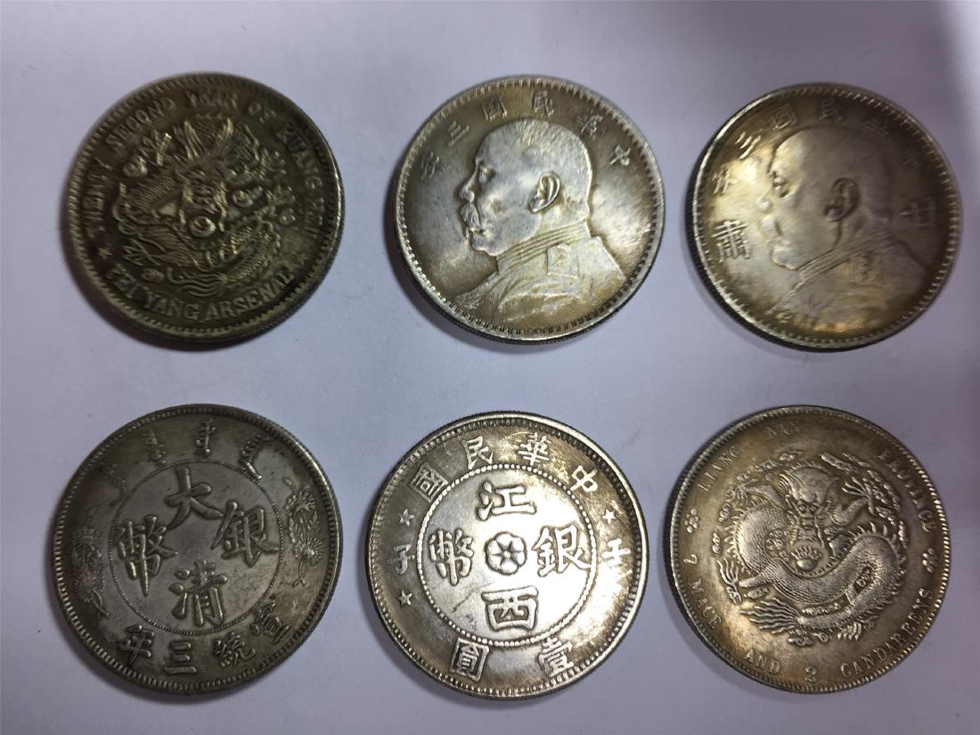 SIX CHINESE DOLLAR COINS REPUBLIC PERIOD: SIX CHINESE DOLLAR COINS REPUBLIC PERIOD. Each weight around 26.5 gram. Domestic shipping $5 and oversea $10. Combined shipping available. We accept pre-sale offer, phone bidding and post sale offer. 