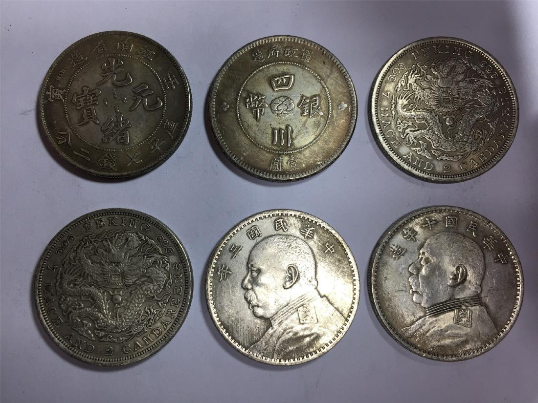 SIX CHINESE DOLLAR COINS REPUBLIC PERIOD (1 of 3)