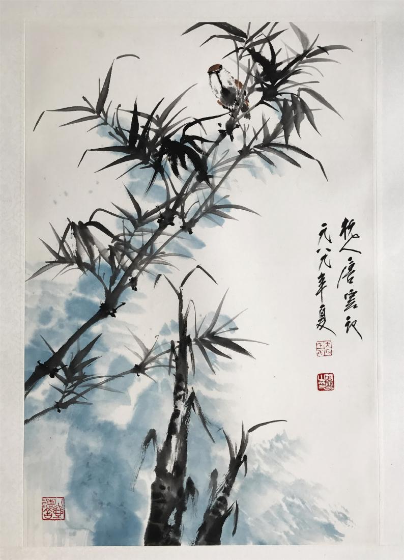 CHINESE SCROLL PAINTING OF BAMBOO (1 of 4)