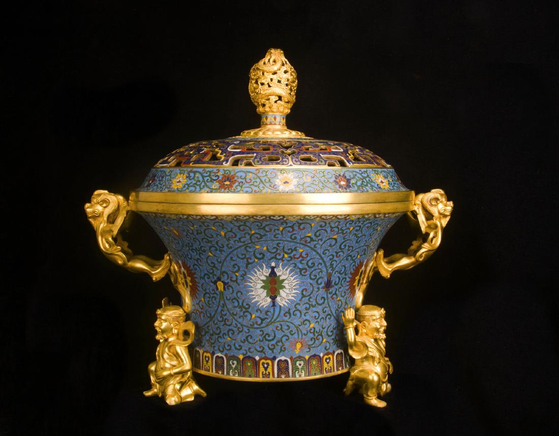 CHINESE CLOISONNE LIDDED CENSER (1 of 8)