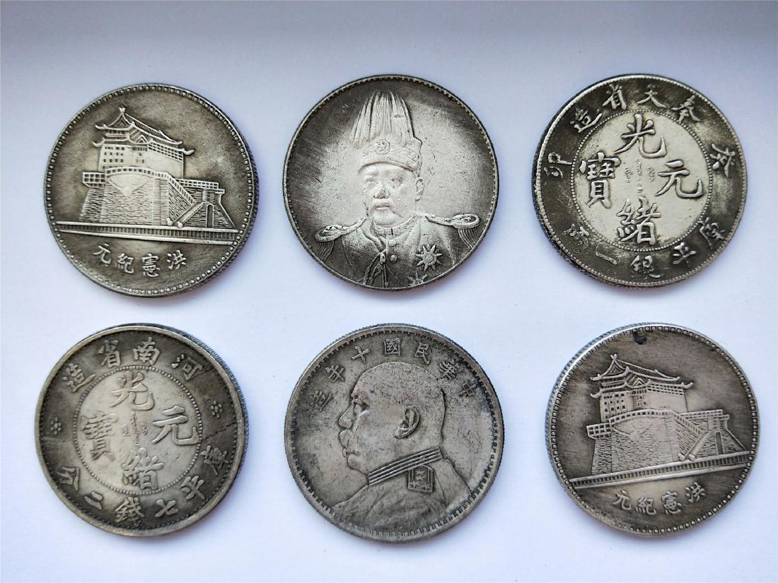 SIX CHINESE DOLLAR COINS REPUBLIC PERIOD (1 of 2)
