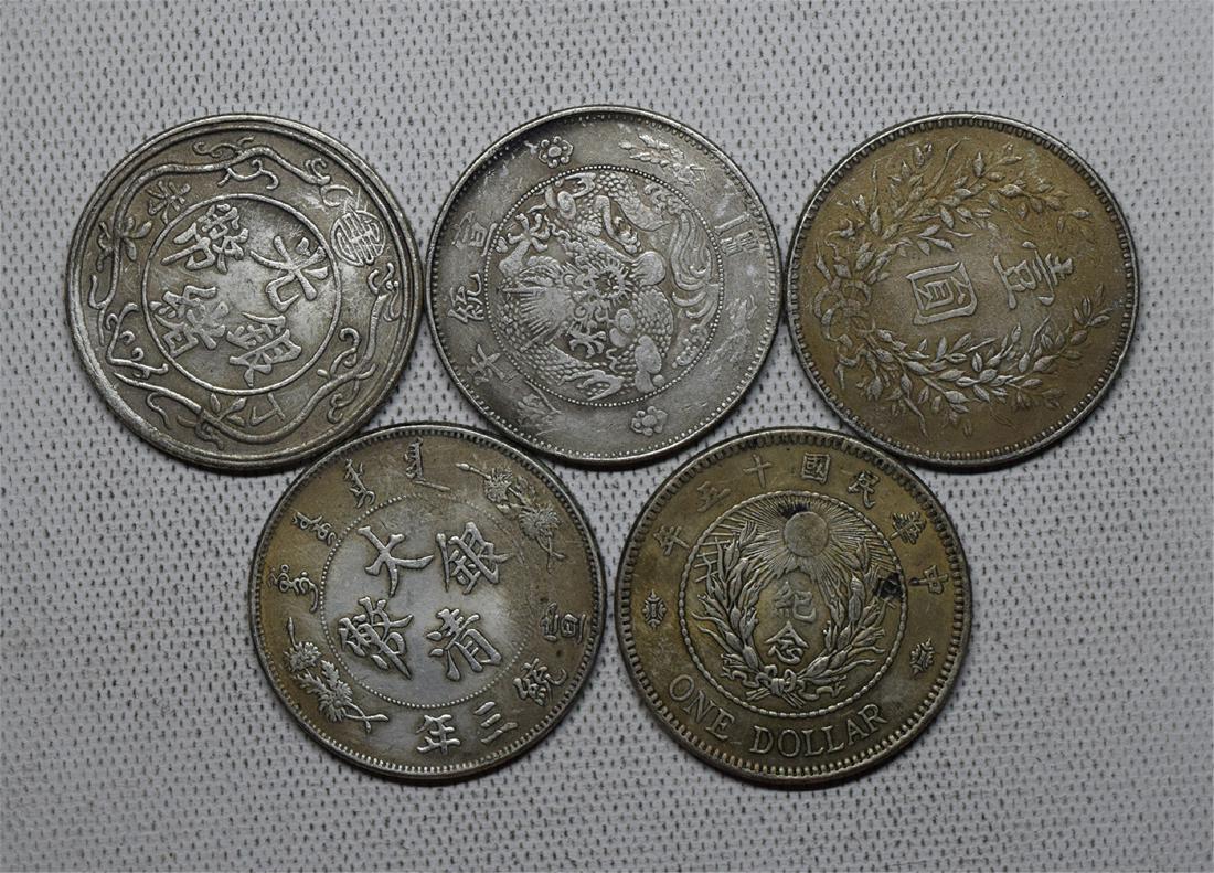 FIVE CHINESE DOLLAR COINS REPUBLIC PERIOD (1 of 3)
