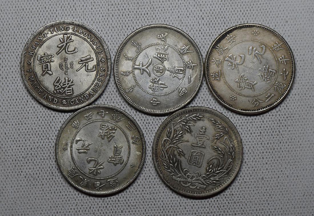 FIVE CHINESE DOLLAR COINS REPUBLIC PERIOD (1 of 3)