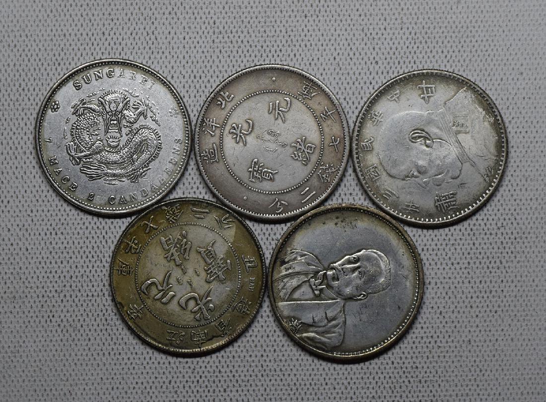 FIVE CHINESE DOLLAR COINS REPUBLIC PERIOD (1 of 3)