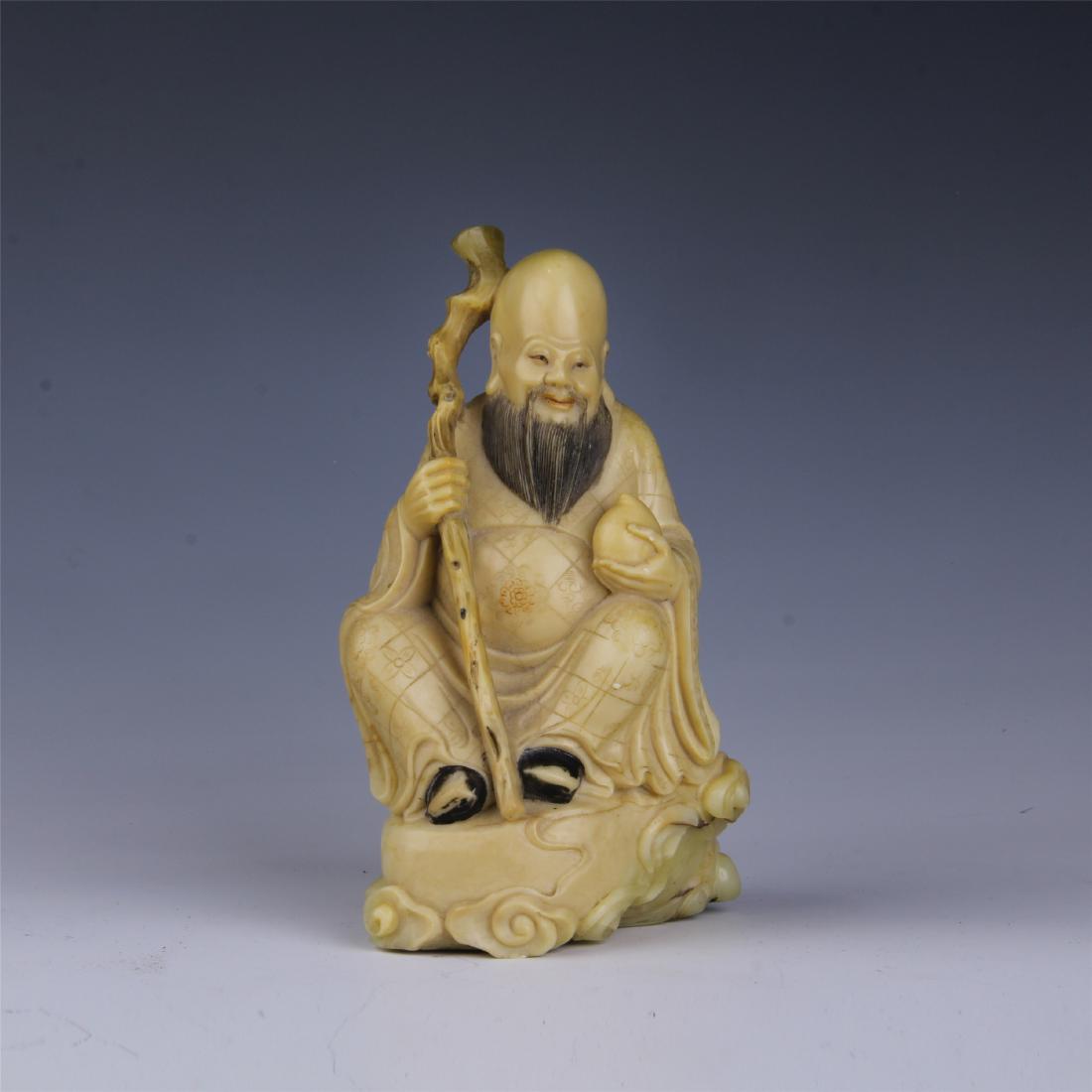 CHINESE SOAPSTONE SEATED OLD MAN (1 of 7)