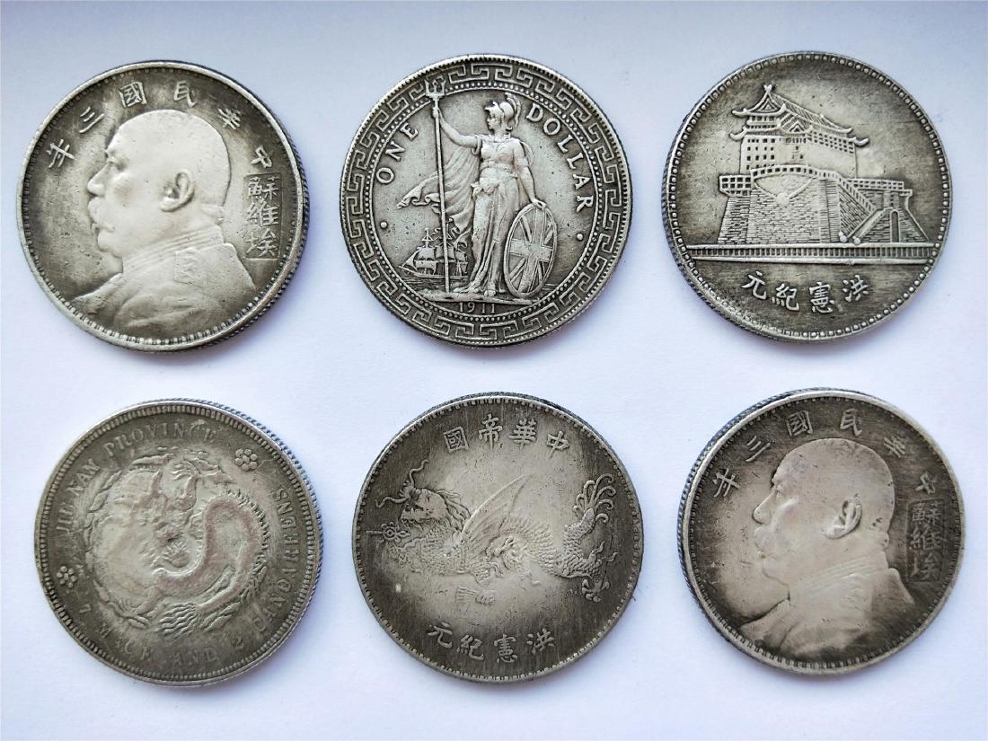 SIX CHINESE DOLLAR COINS REPUBLIC PERIOD (1 of 2)