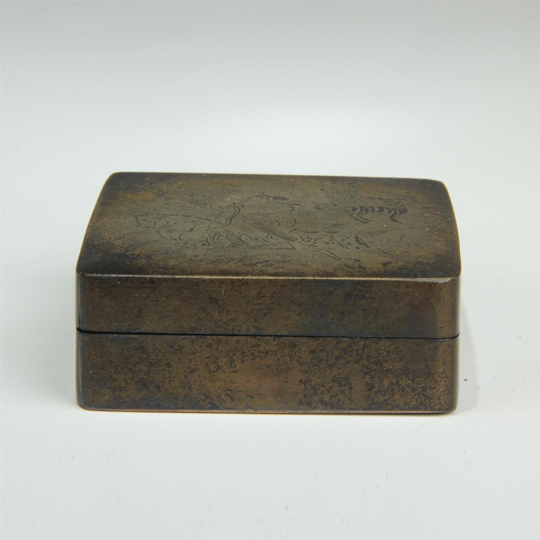 CHINESE COPPER SQUARE INK BOX (1 of 6)