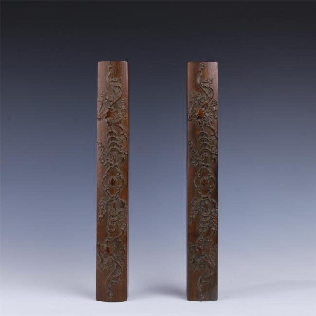 PAIR OF CHINESE ROSEWOOD PAPER WEIGHT (1 of 7)