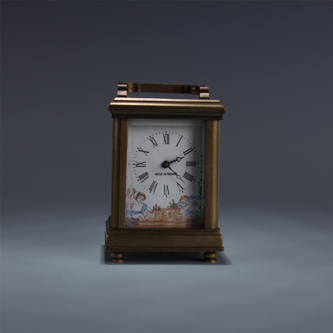 EUROPEAN BRONZE ENAMEL DIAL CLOCK (1 of 8)
