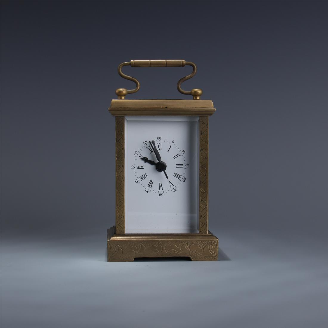 EUROPEAN BRONZE ENAMEL DIAL CLOCK (1 of 9)