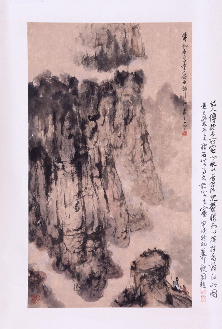CHINESE SCROLL PAINTING OF MOUNTAIN VIEWS: CHINESE SCROLL PAINTING OF MOUNTAIN VIEWS. Image only size 71 cm by 41 cm. Signed and date. Real hand-drawn painting, not print. Domestic shipping $20 and oversea $60. Combined shipping available. Pic