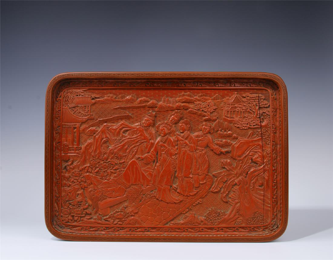 CHINESE CINNABAR BEAUTIES TRAY (1 of 7)
