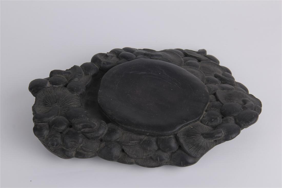 CHINESE BLACK STONE CARVED INKSTONE: CHINESE BLACK STONE CARVED INKSTONE. H. 4.5 cm. L. 25 cm. W. 20 cm. Domestic shipping $20 and oversea $60. Combined shipping available. Pick-up available in our NJ warehouse. We accept pre-sale offer,